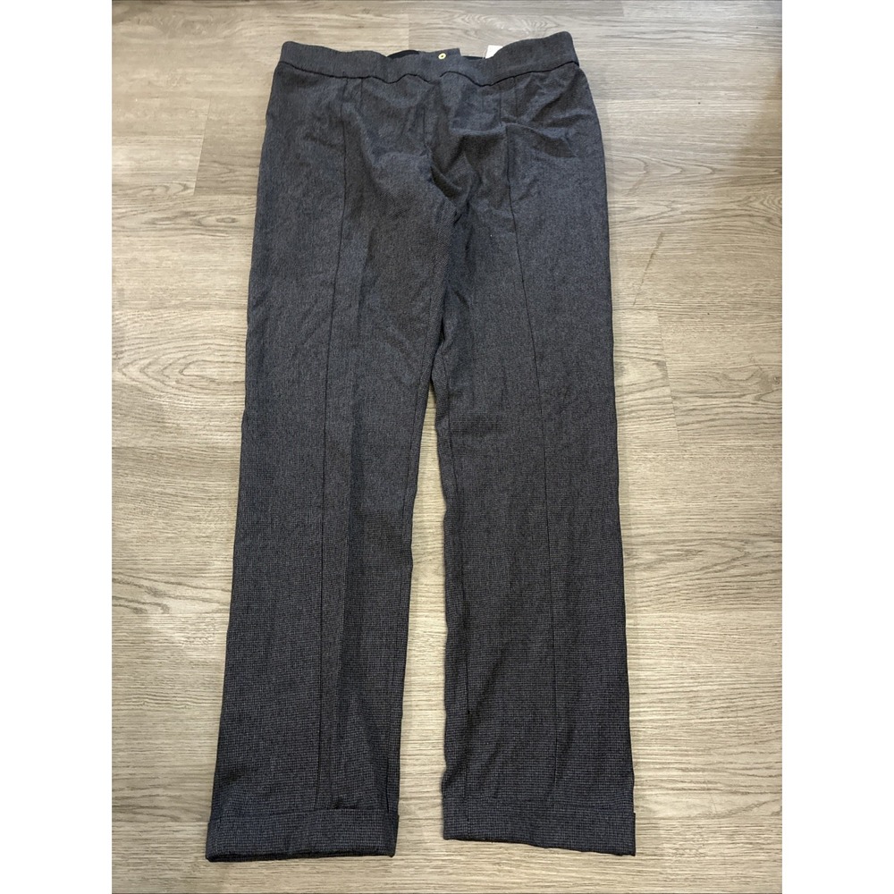Women's H&M Dress Pants Elastic Waist Band Gray Size 16 Zip & Snap Button Back